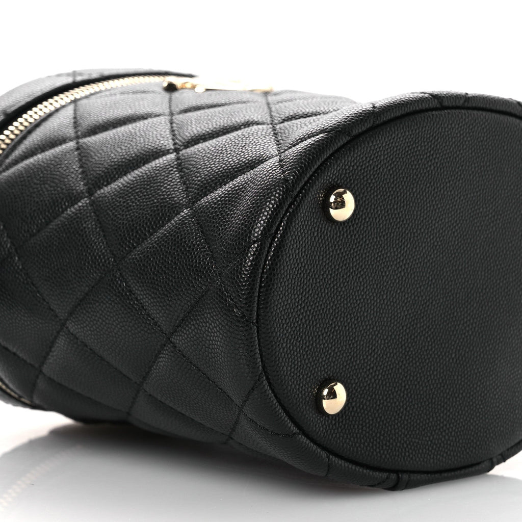 Chanel Caviar Quilted Top Handle Vanity Case Black