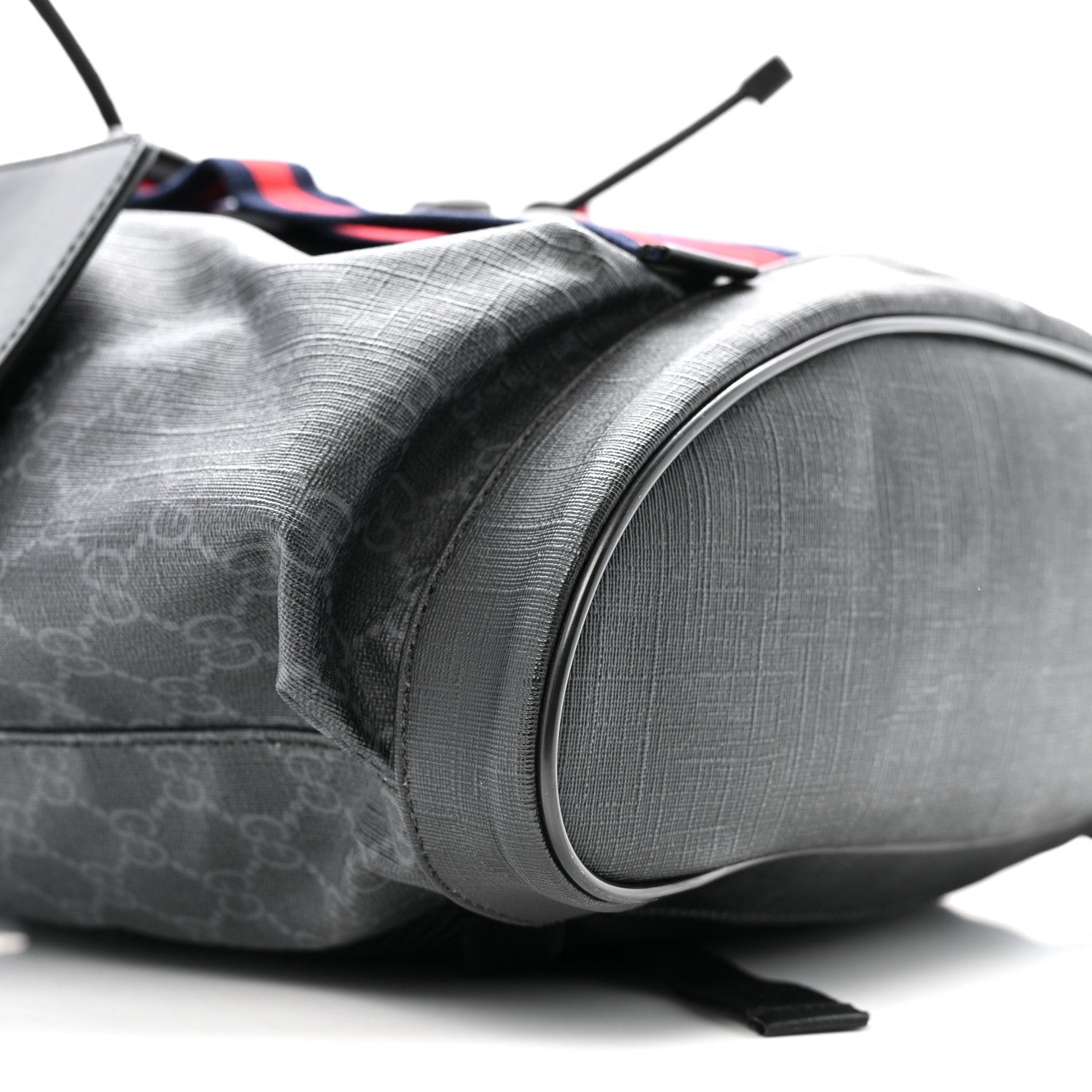 Gucci Soft GG Supreme Monogram Calfskin Web Double Buckle Backpack Black