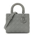 Christian Dior Ultra Matte Calfskin Cannage Medium Lady Dior Grey Stone