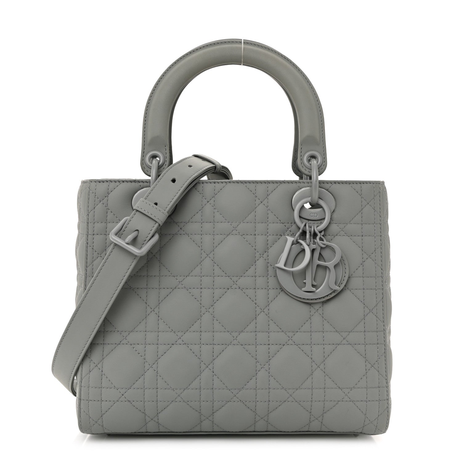 Christian Dior Ultra Matte Calfskin Cannage Medium Lady Dior Grey Stone
