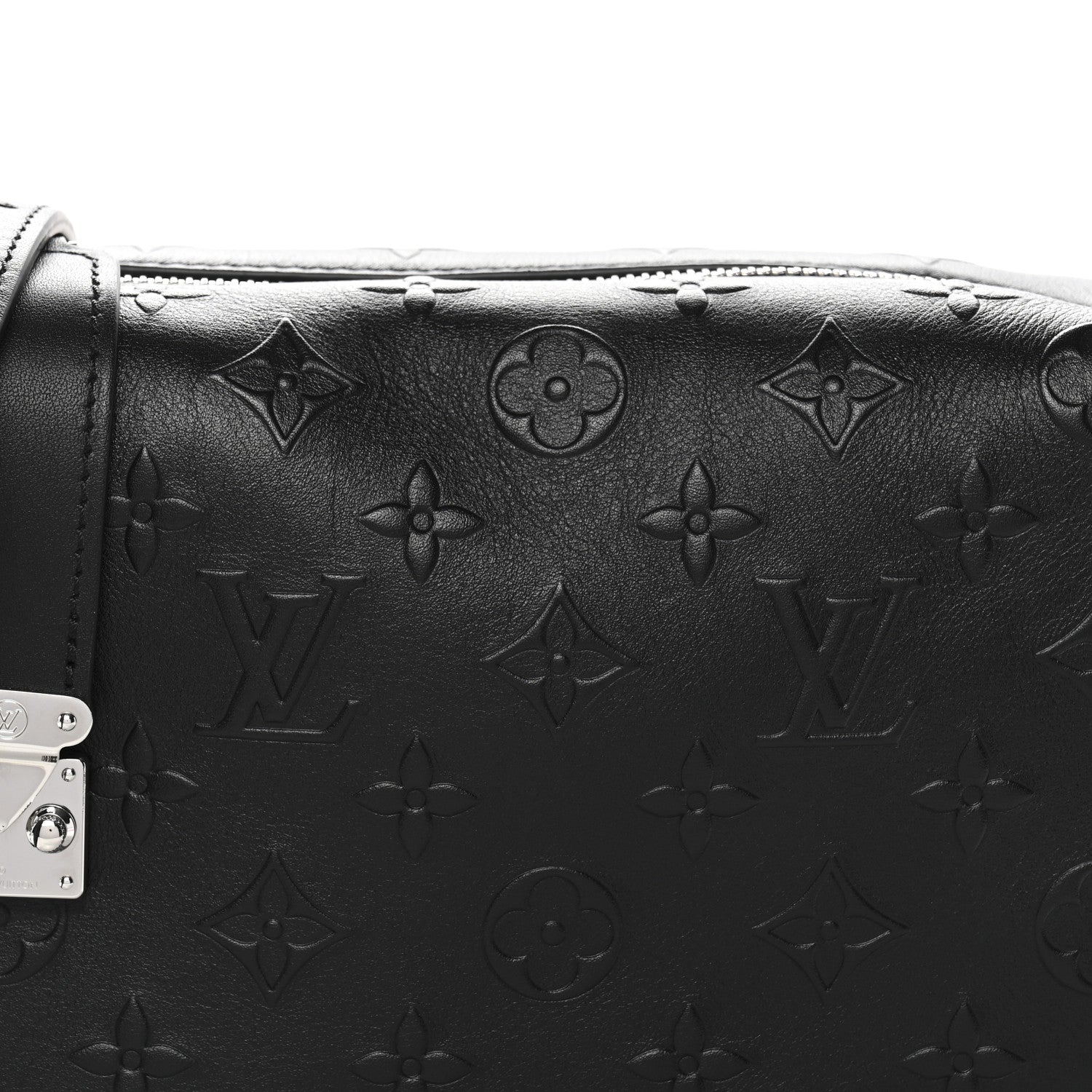 Louis Vuitton Calfskin Debossed Monogram Side Trunk Black
