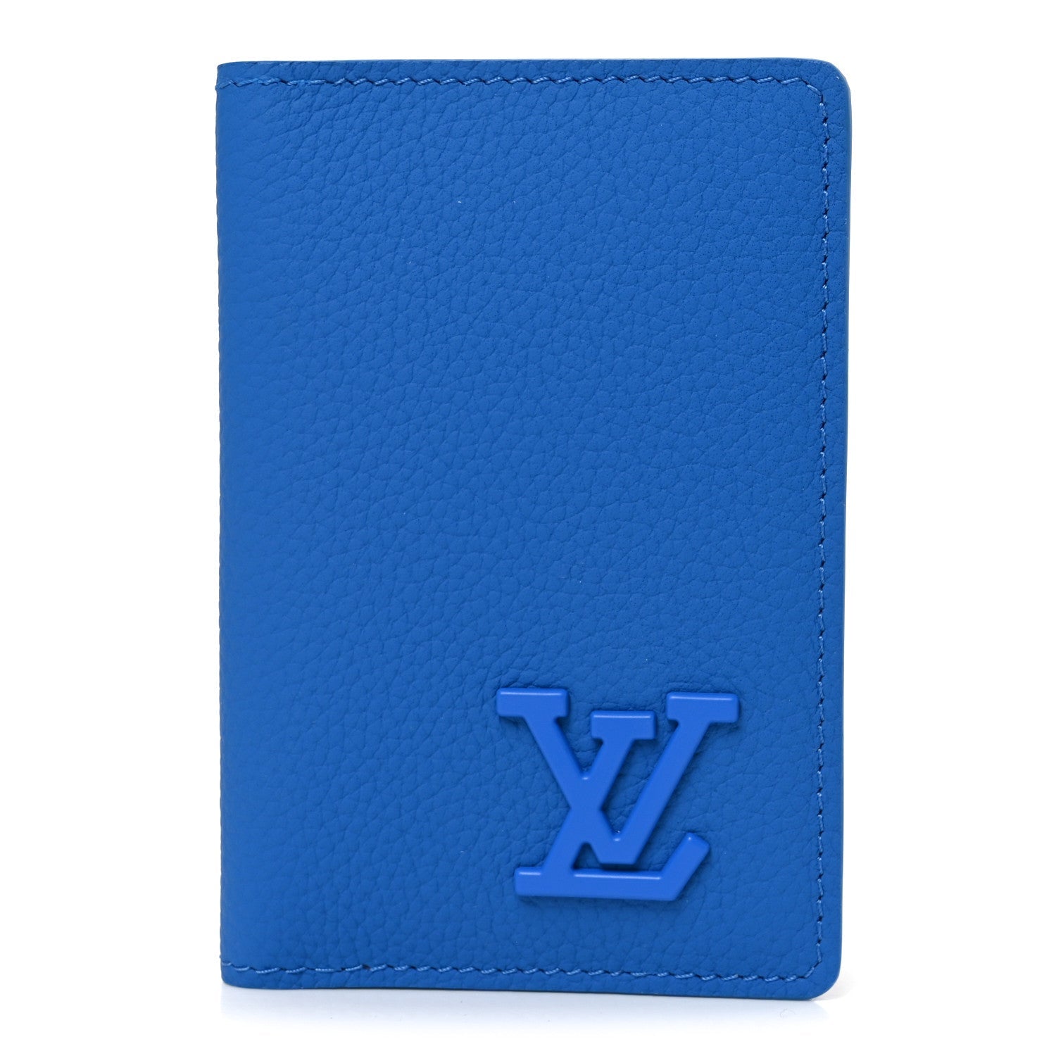 Louis Vuitton Grained Calfskin Aerogram Pocket Organizer Bright Blue