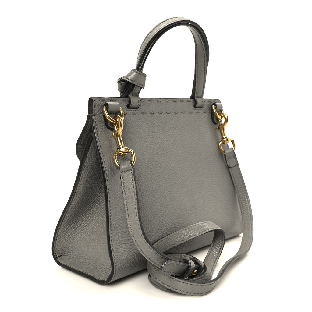 Gucci Cellarius Calfskin Mini GG Marmont Top Handle Bag Deep Grey