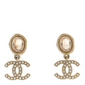 Crystal Pearl CC Drop Earrings Pink Gold