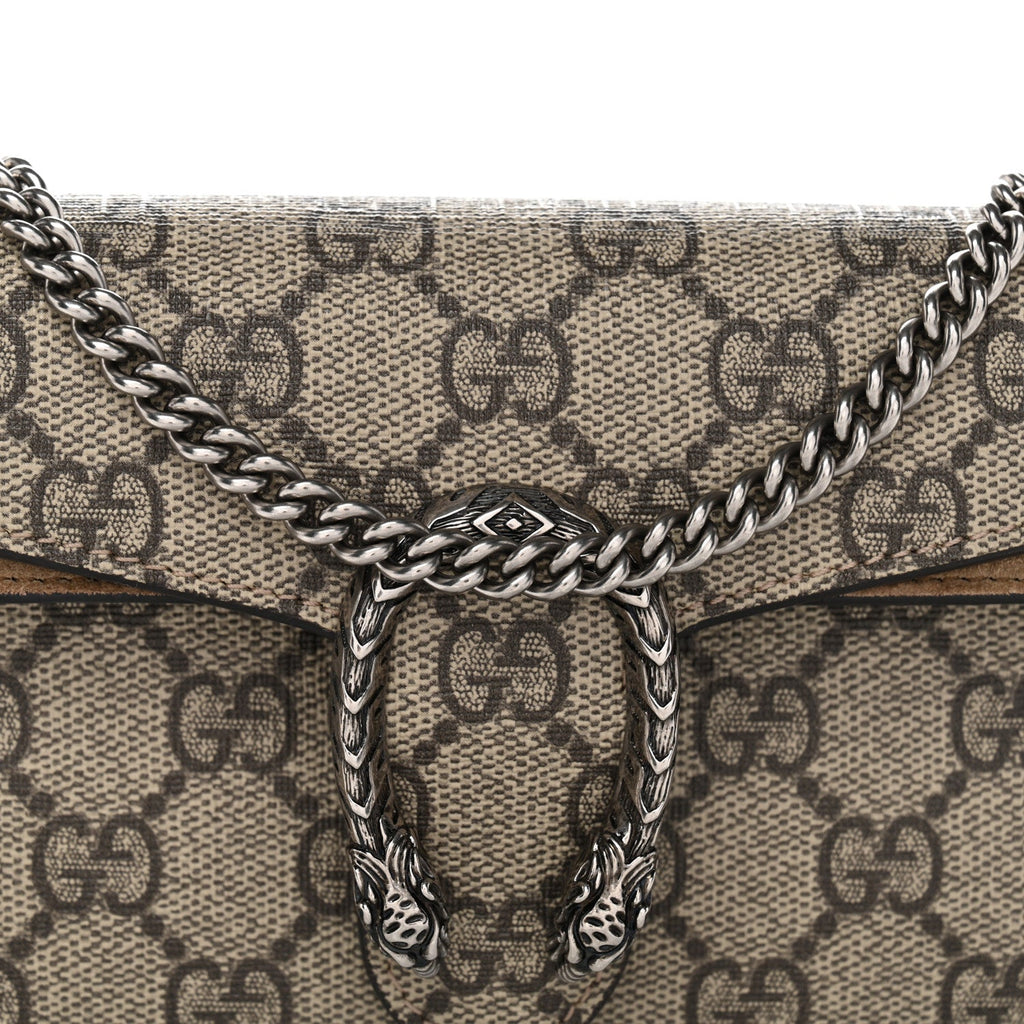 Gucci GG Supreme Monogram Super Mini Dionysus Shoulder Bag Taupe