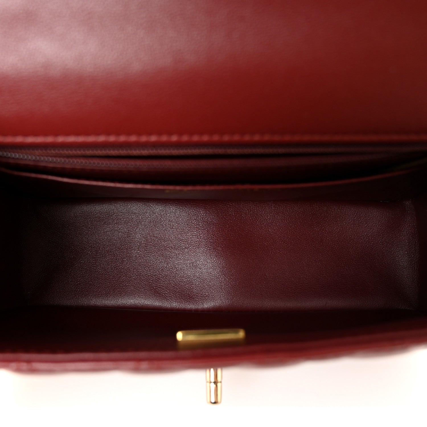 Chanel Lambskin Quilted Mini Top Handle Rectangular Flap Burgundy