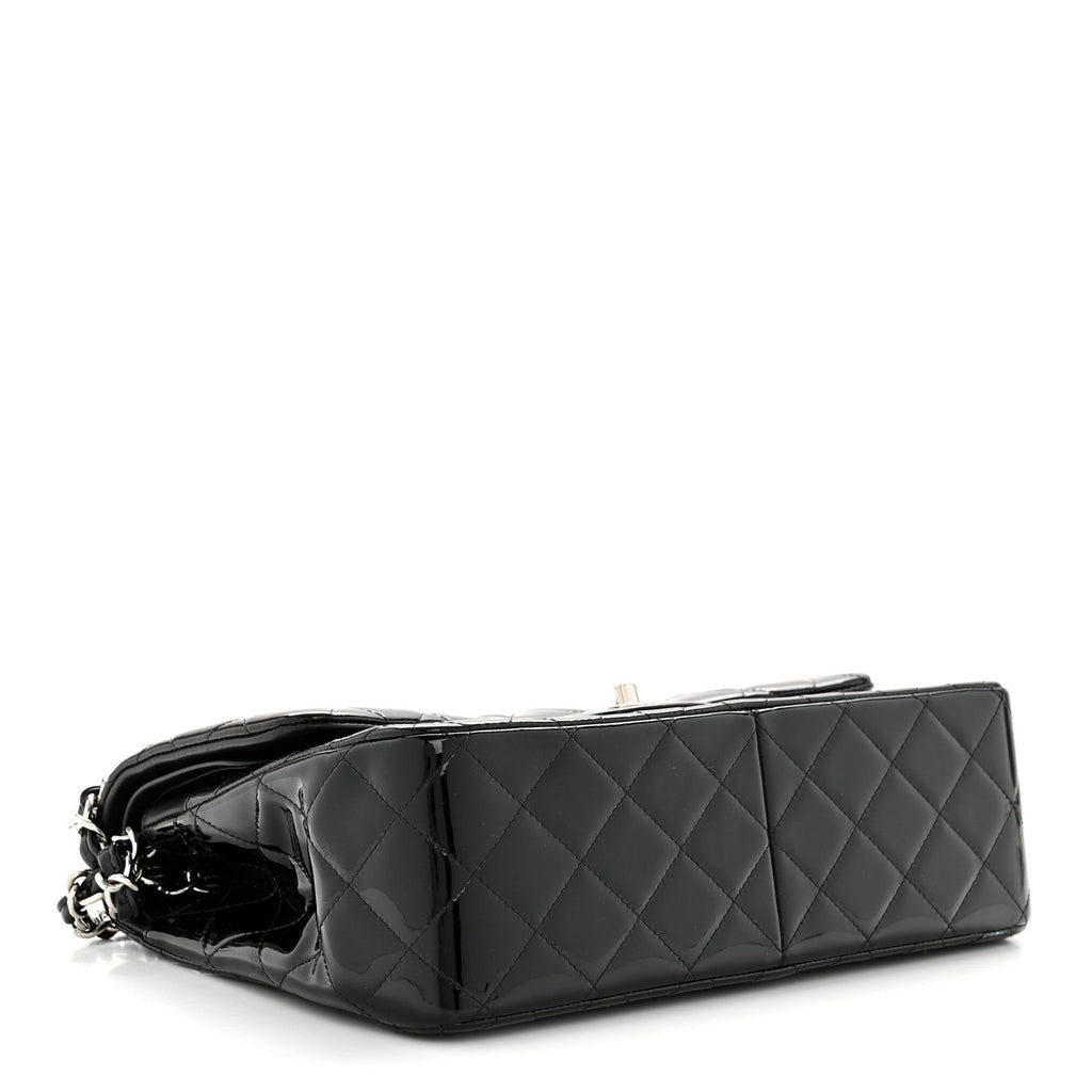Chanel Patent Quilted Jumbo Double Flap Black