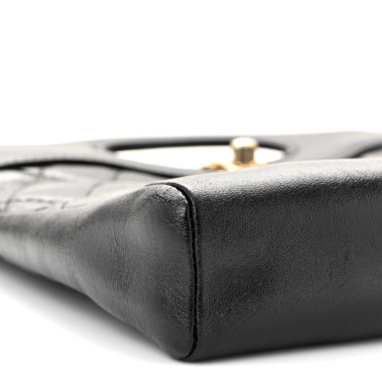Chanel Shiny Crumpled Calfskin Quilted Mini 31 Shopping Bag Black