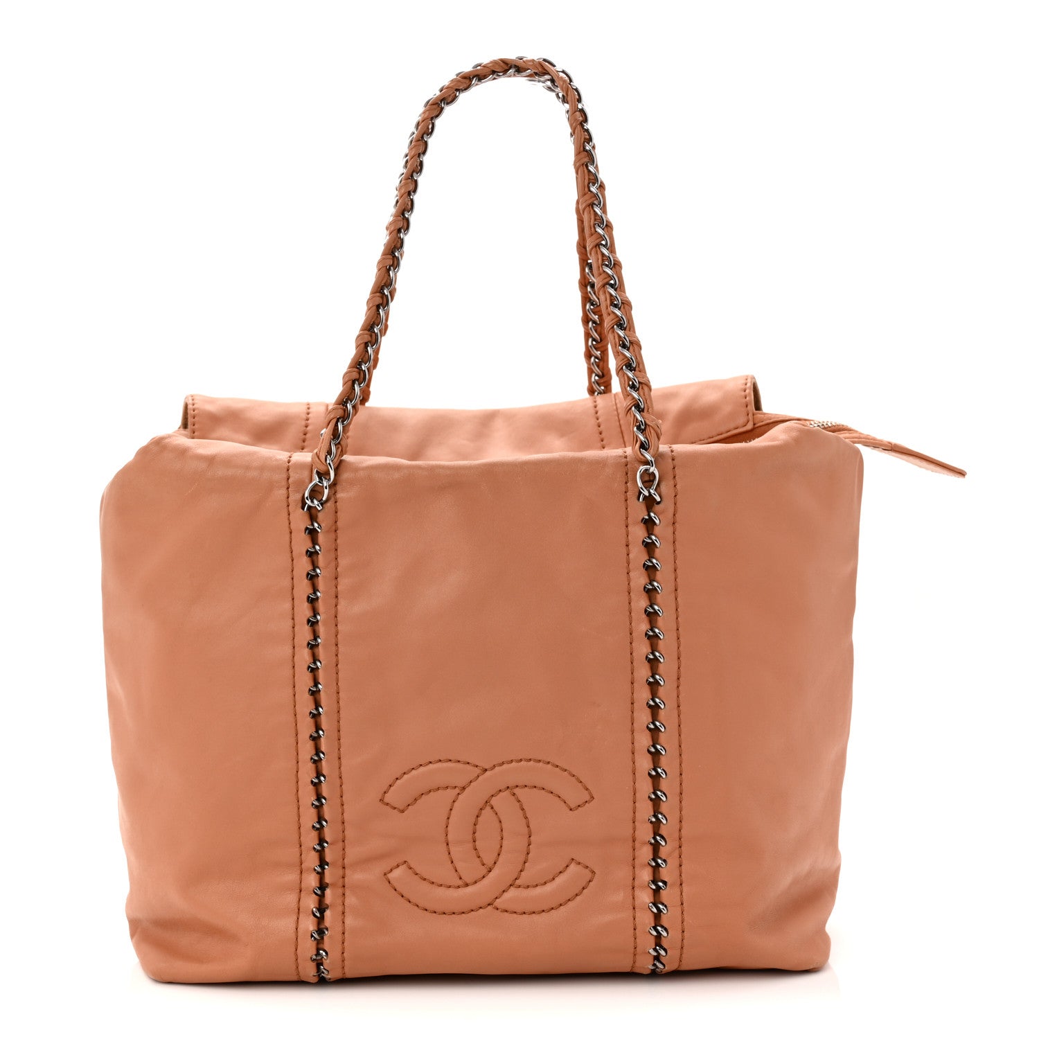 Chanel Smooth Calfskin Luxe Ligne Tote Dark Beige