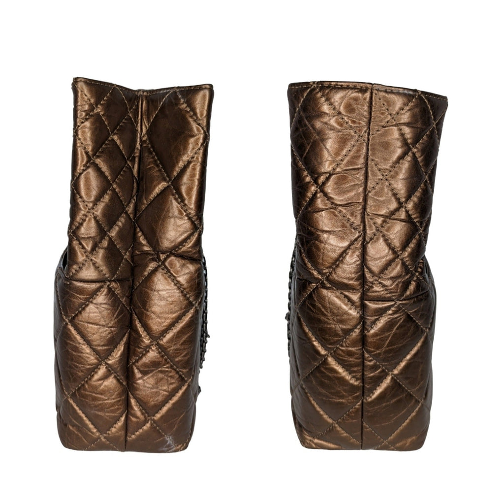 Chanel bags Metallic Aged Calfskin Quilted Reissue Tall Tote Bronze