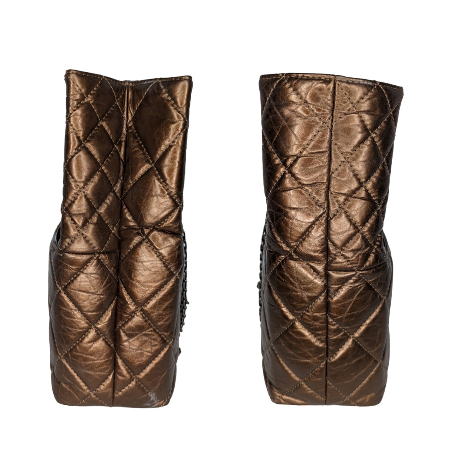 Chanel bags Metallic Aged Calfskin Quilted Reissue Tall Tote Bronze
