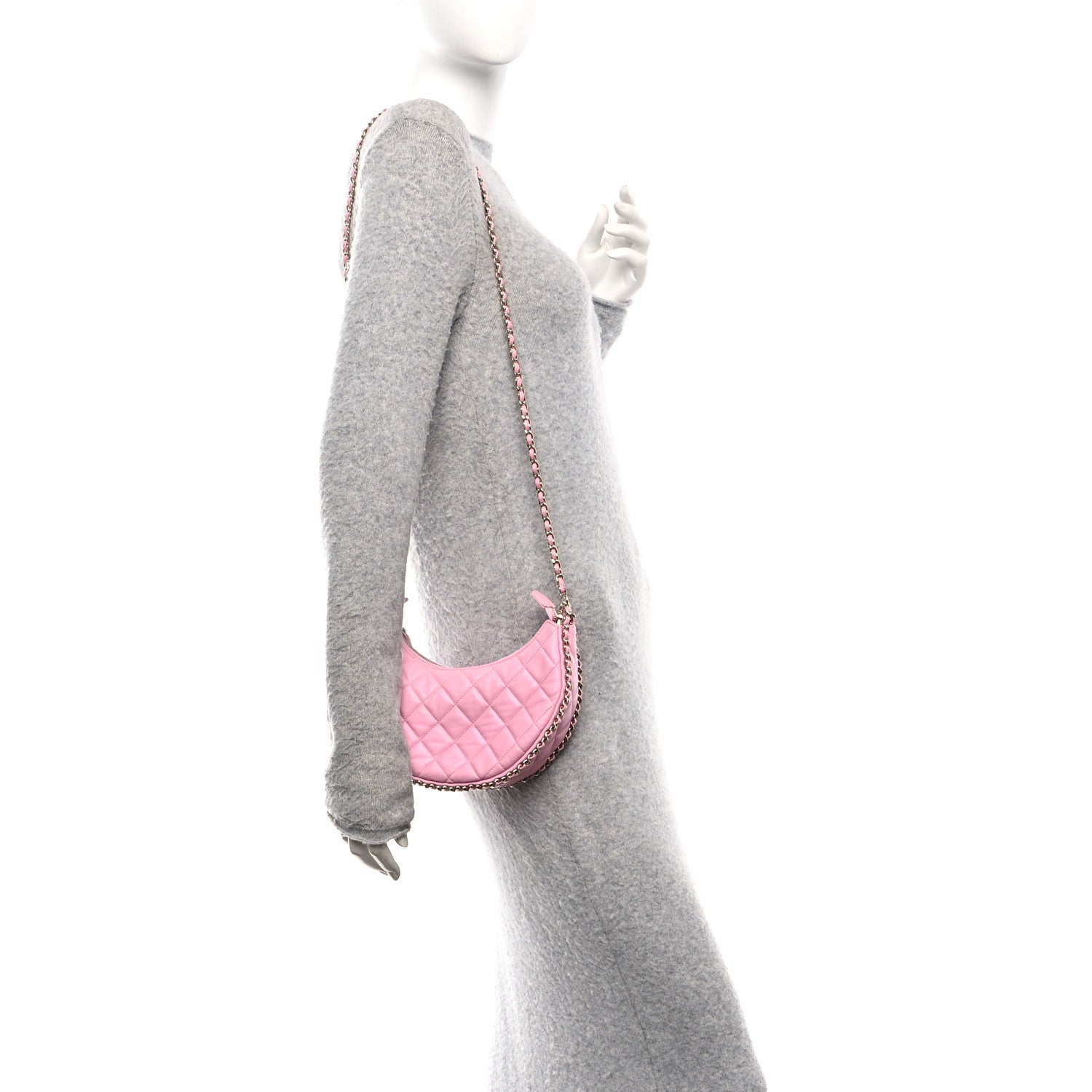 Chanel Lambskin Quilted Small Hobo Bag Pink