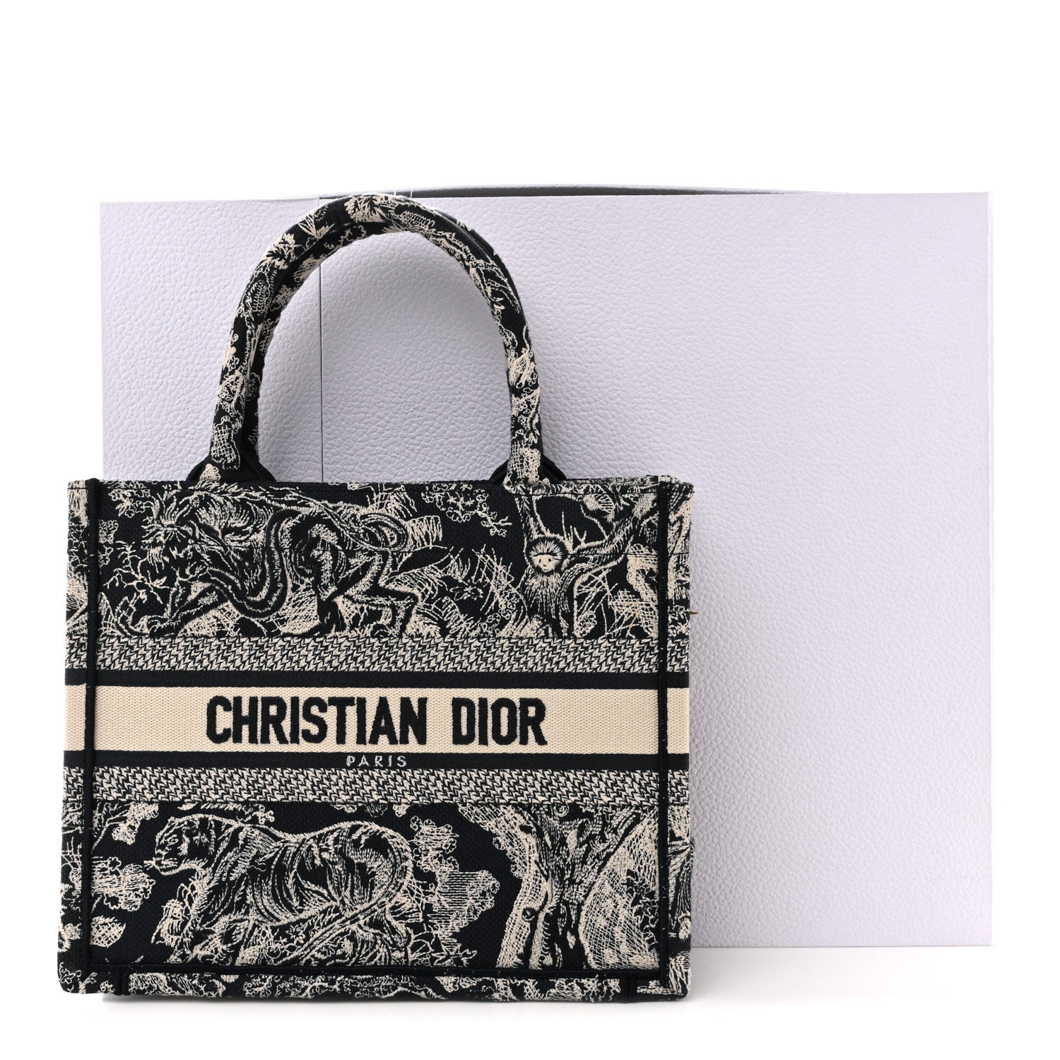 Christian Dior Canvas Embroidered Small Dioriviera Toile De Jouy Book Tote Blue