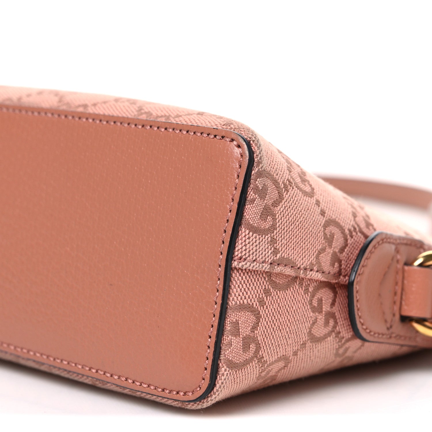Gucci Monogram Textured Dollar Calfskin Small Ophidia Dome Shoulder Bag Cloche Rose Pink