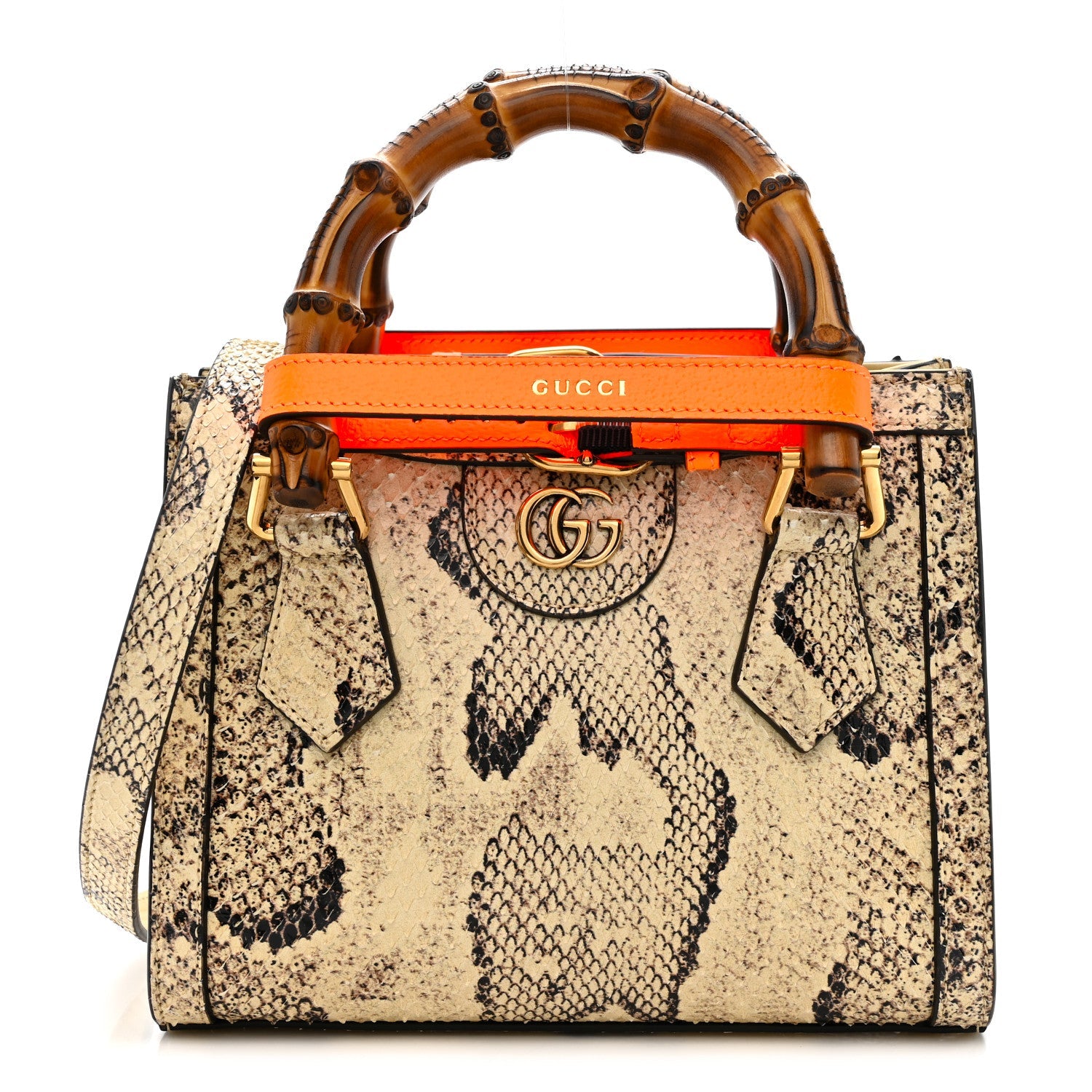 Gucci Snakeskin Mini Diana Tote Bag Beige