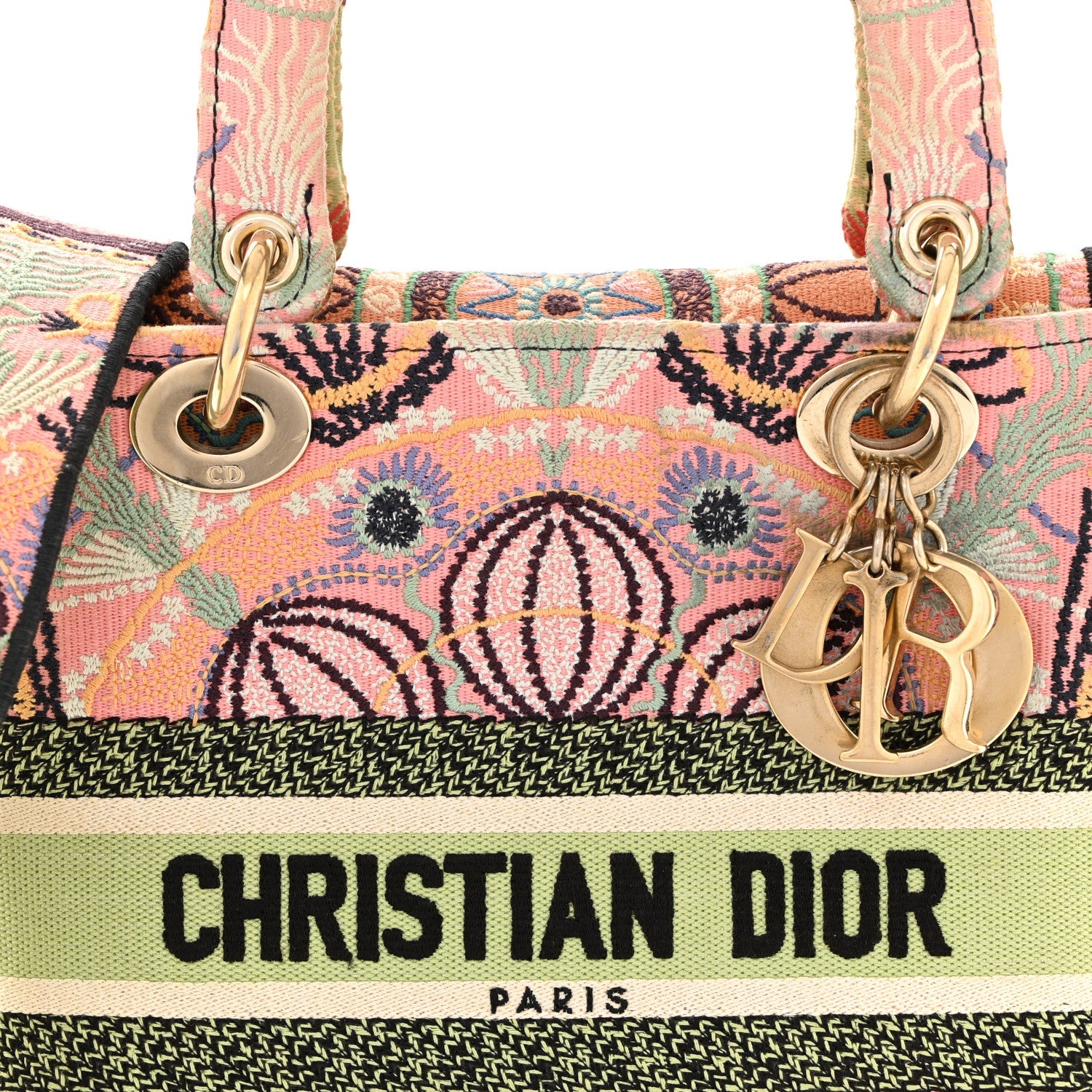 Christian Dior Canvas Embroidered In Lights Medium Lady D-Lite Multicolor