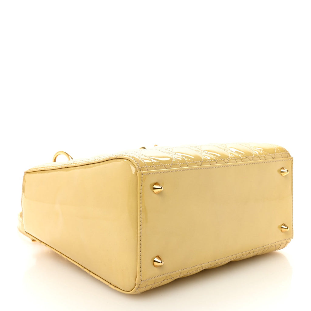 Christian Dior Patent Cannage Medium Lady Dior Beige