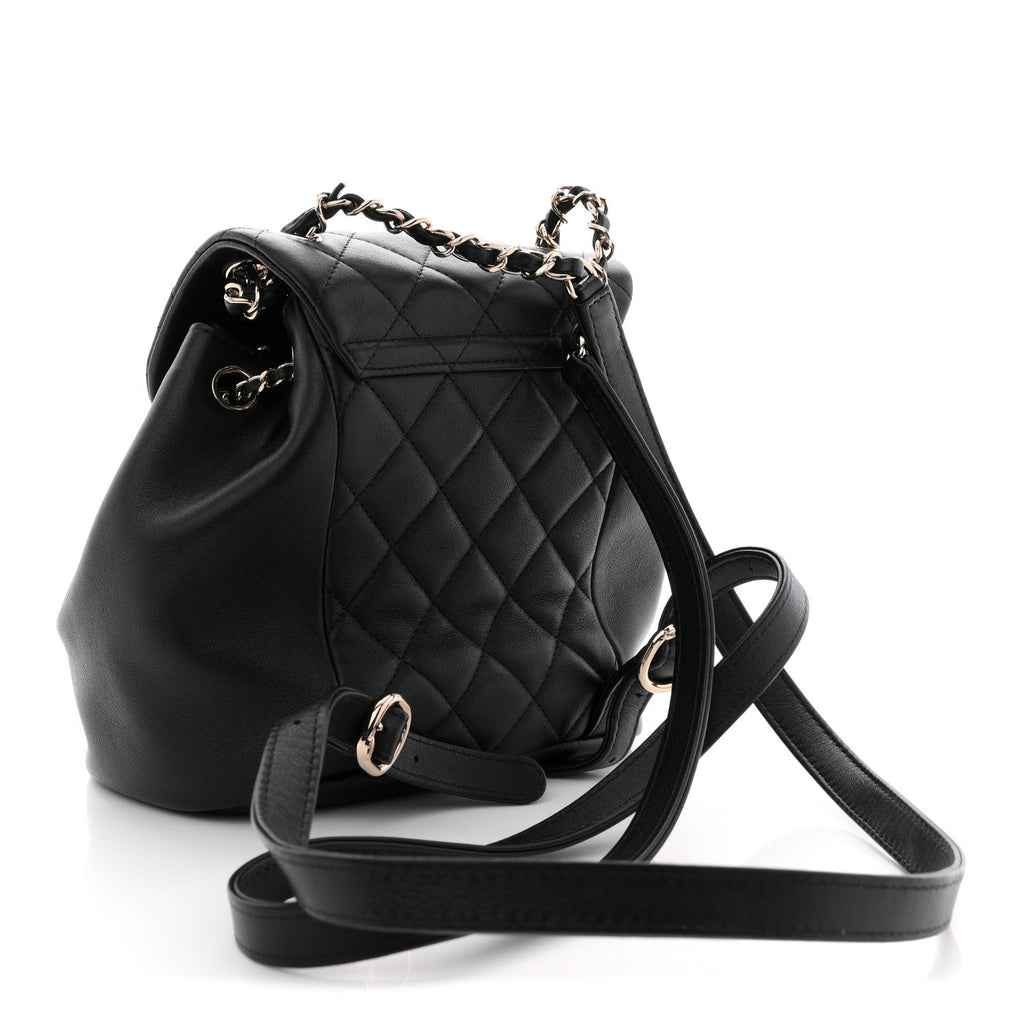 Chanel Lambskin Quilted Small Duma Drawstring Backpack Black