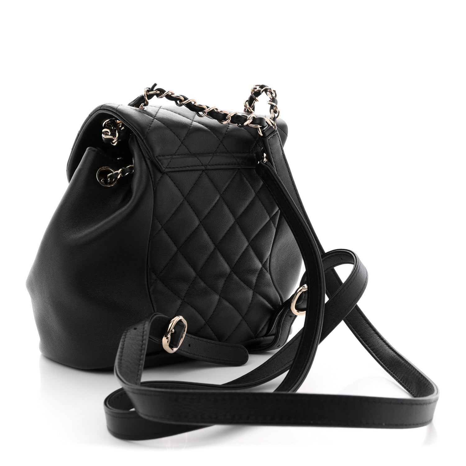Chanel Lambskin Quilted Small Duma Drawstring Backpack Black