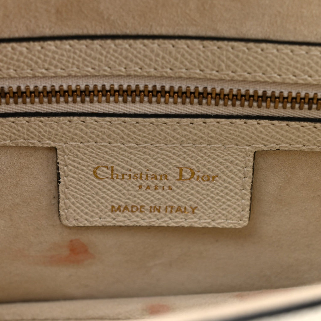 Christian Dior Grained Calfskin Saddle Bag White