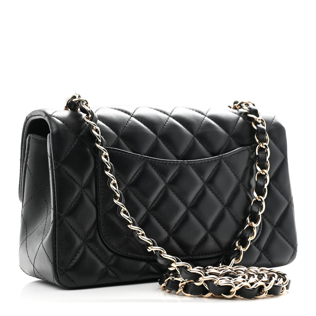 Chanel Lambskin Quilted Mini Rectangular Flap Black
