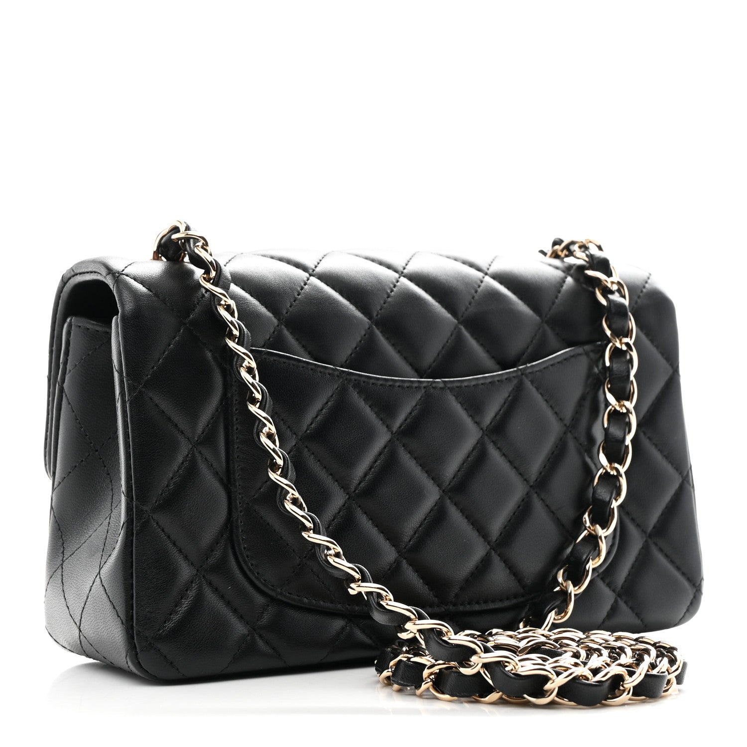 Chanel Lambskin Quilted Mini Rectangular Flap Black