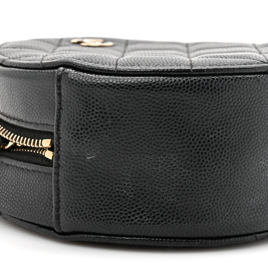 Chanel Caviar Quilted Round Clutch With Chain Black