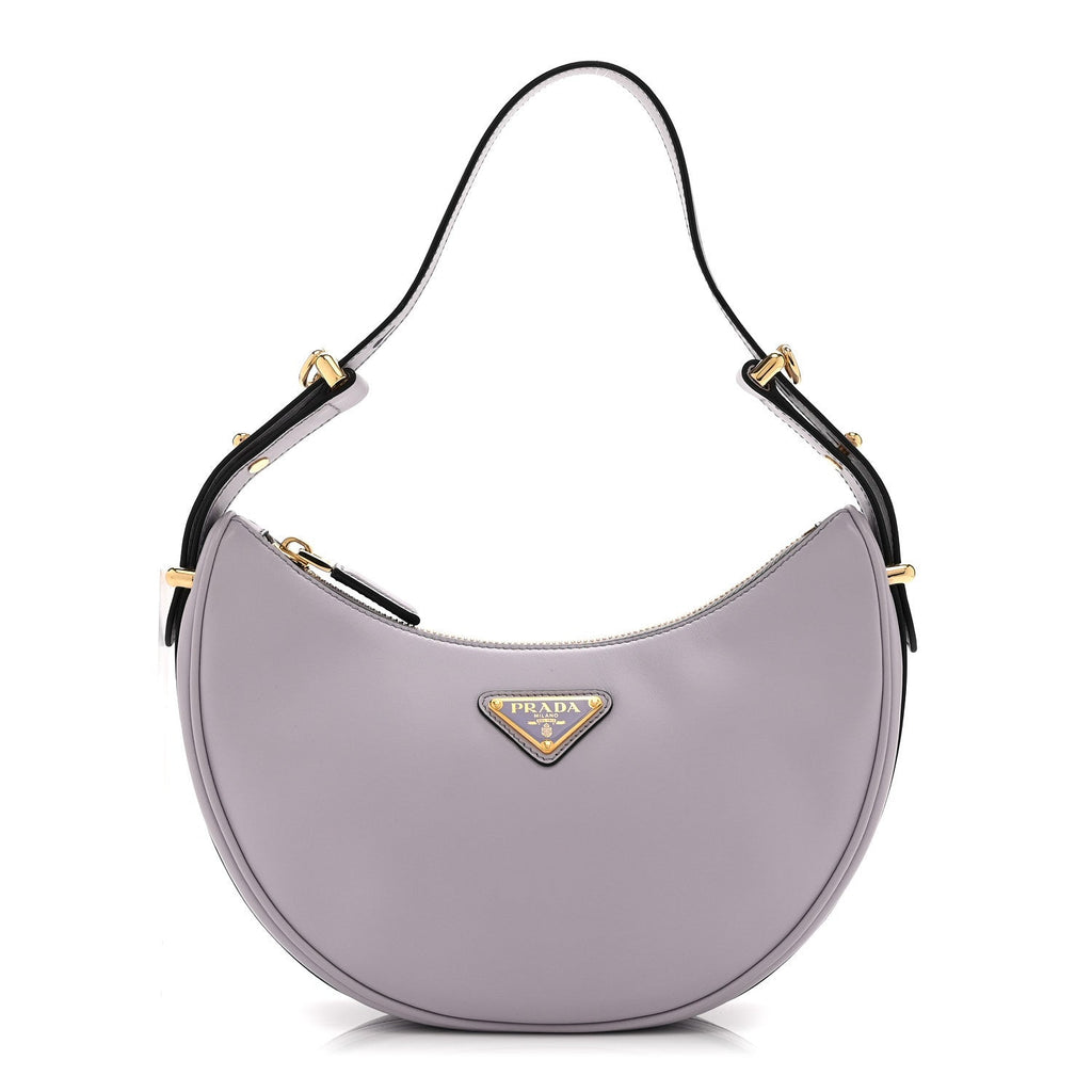 Prada Soft Calfskin Arque Shoulder Bag Glicine