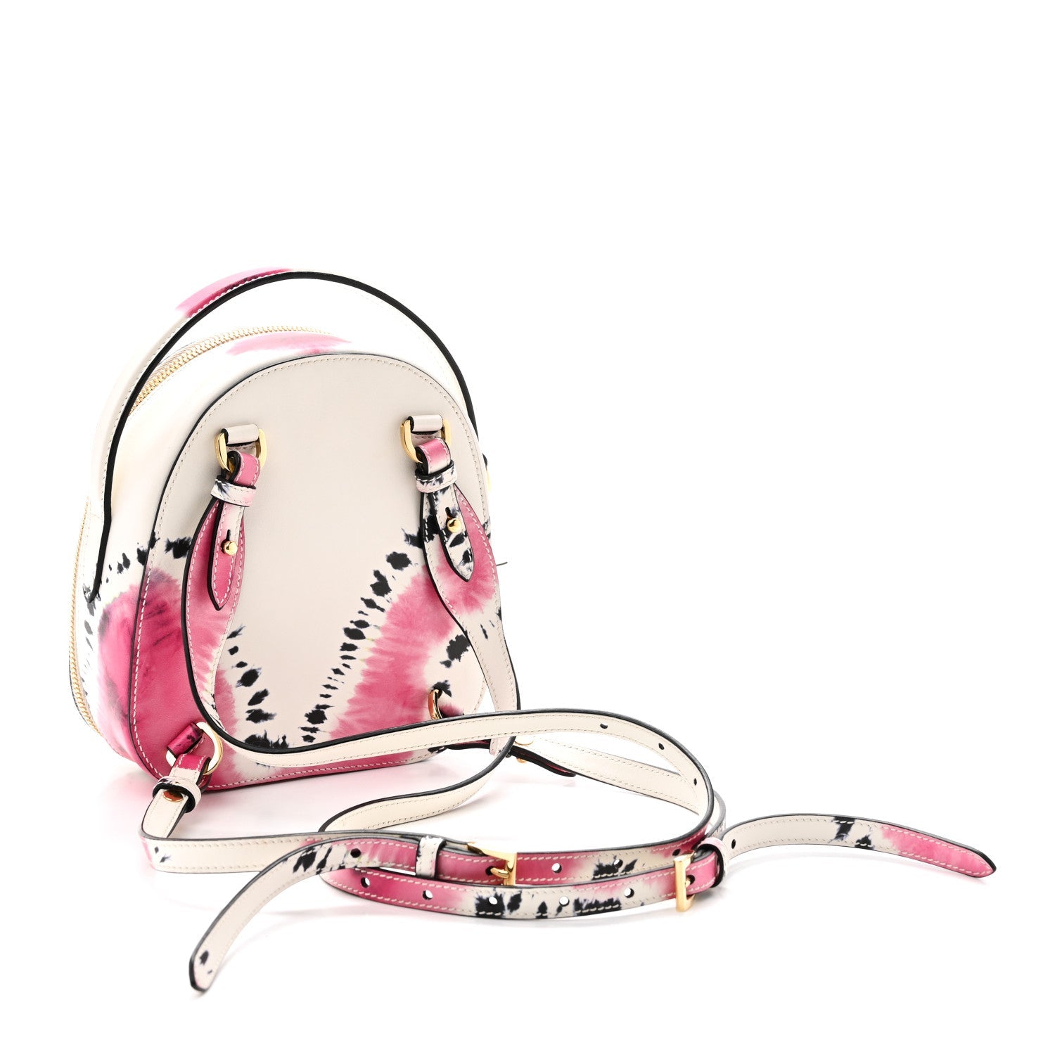 Prada City Calfskin Tie Dye Print Mini Odette Backpack White Pink Black
