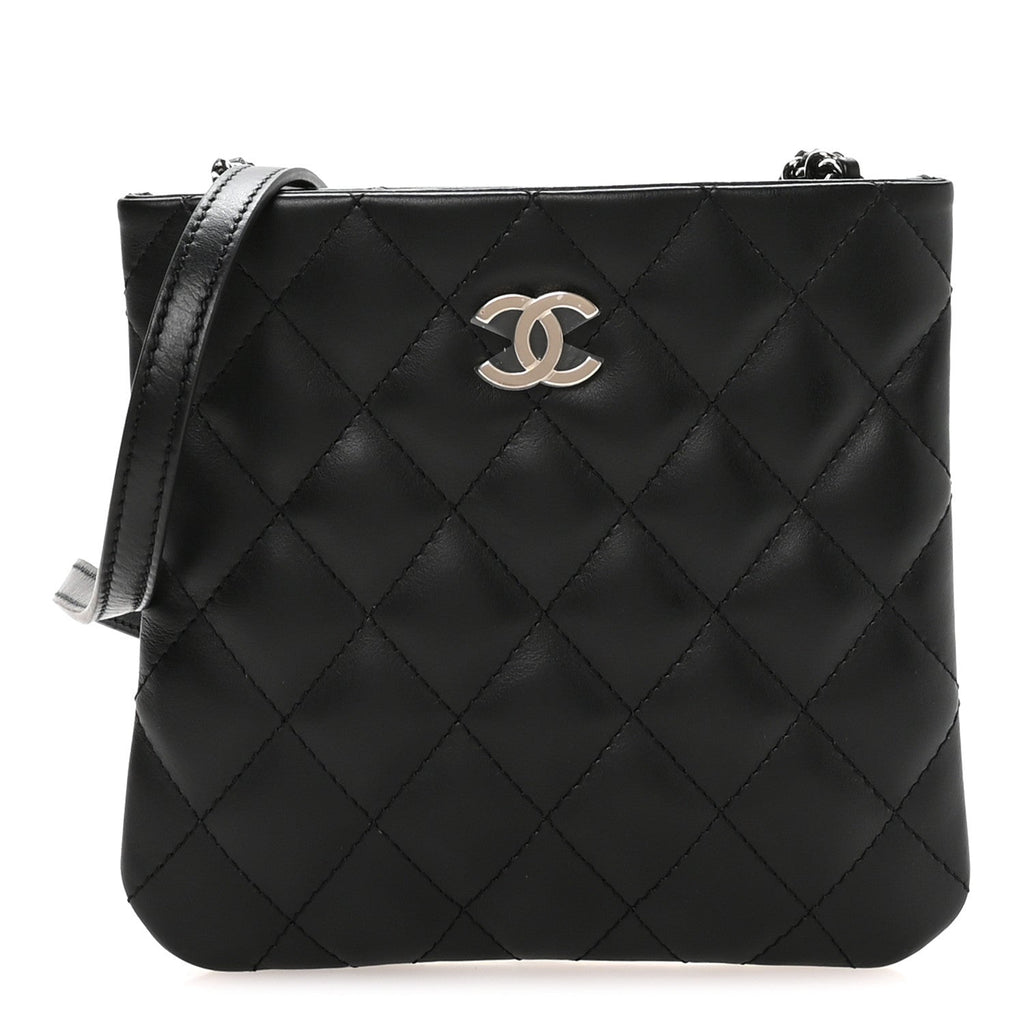 Chanel Lambskin Quilted Uniform Crossbody Bag Black