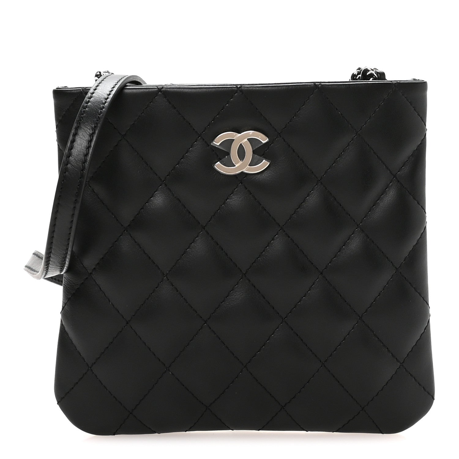 Chanel Lambskin Quilted Uniform Crossbody Bag Black