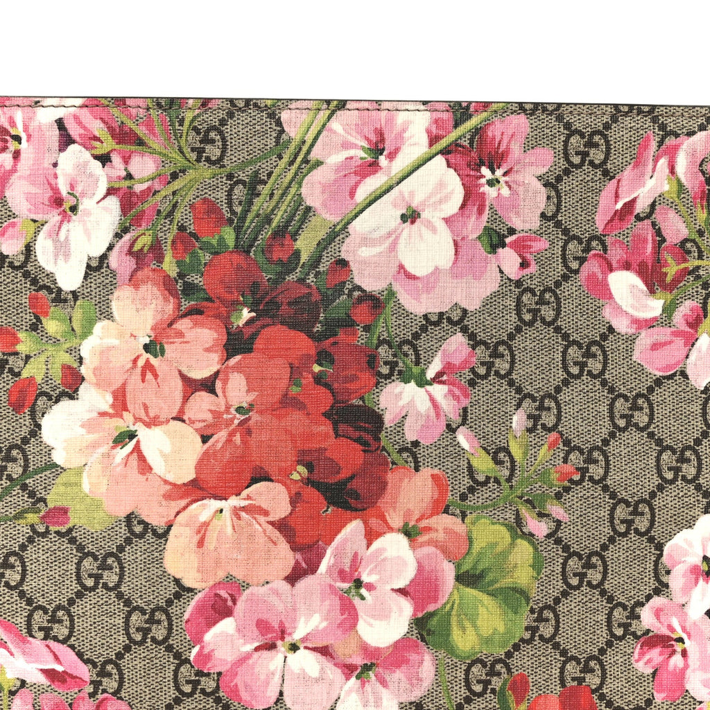 Gucci GG Supreme Monogram Blooms Large Cosmetic Case Beige Multicolor Dry Rose