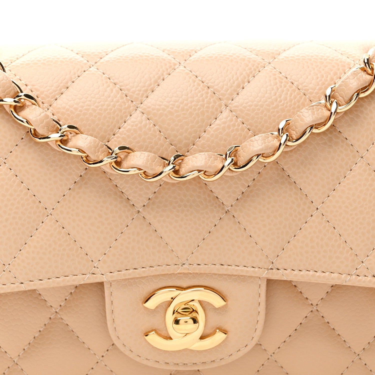 Chanel Caviar Quilted Small Double Flap Beige
