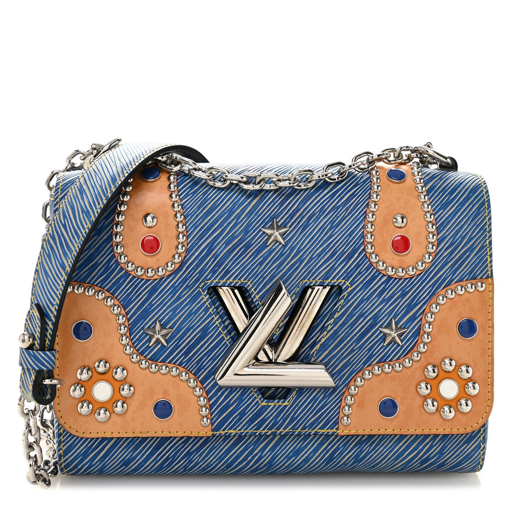 Louis Vuitton Epi Studded Twist Shoulder Bag MM Denim Light