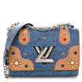 Louis Vuitton Epi Studded Twist Shoulder Bag MM Denim Light