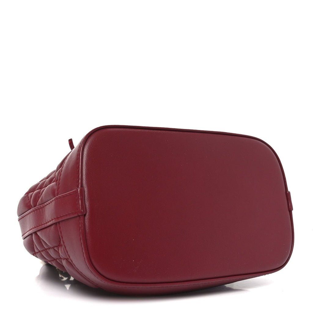 Christian Dior Lambskin Cannage Miss Dior Bucket Bag Cherry Red
