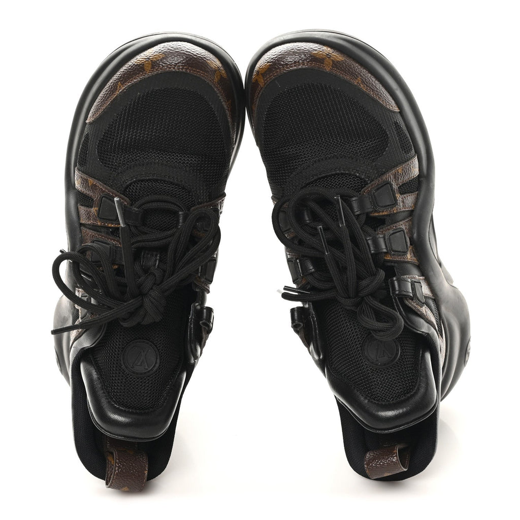Louis Vuitton Calfskin Patent Monogram LV Archlight Sneakers 37.5 Black