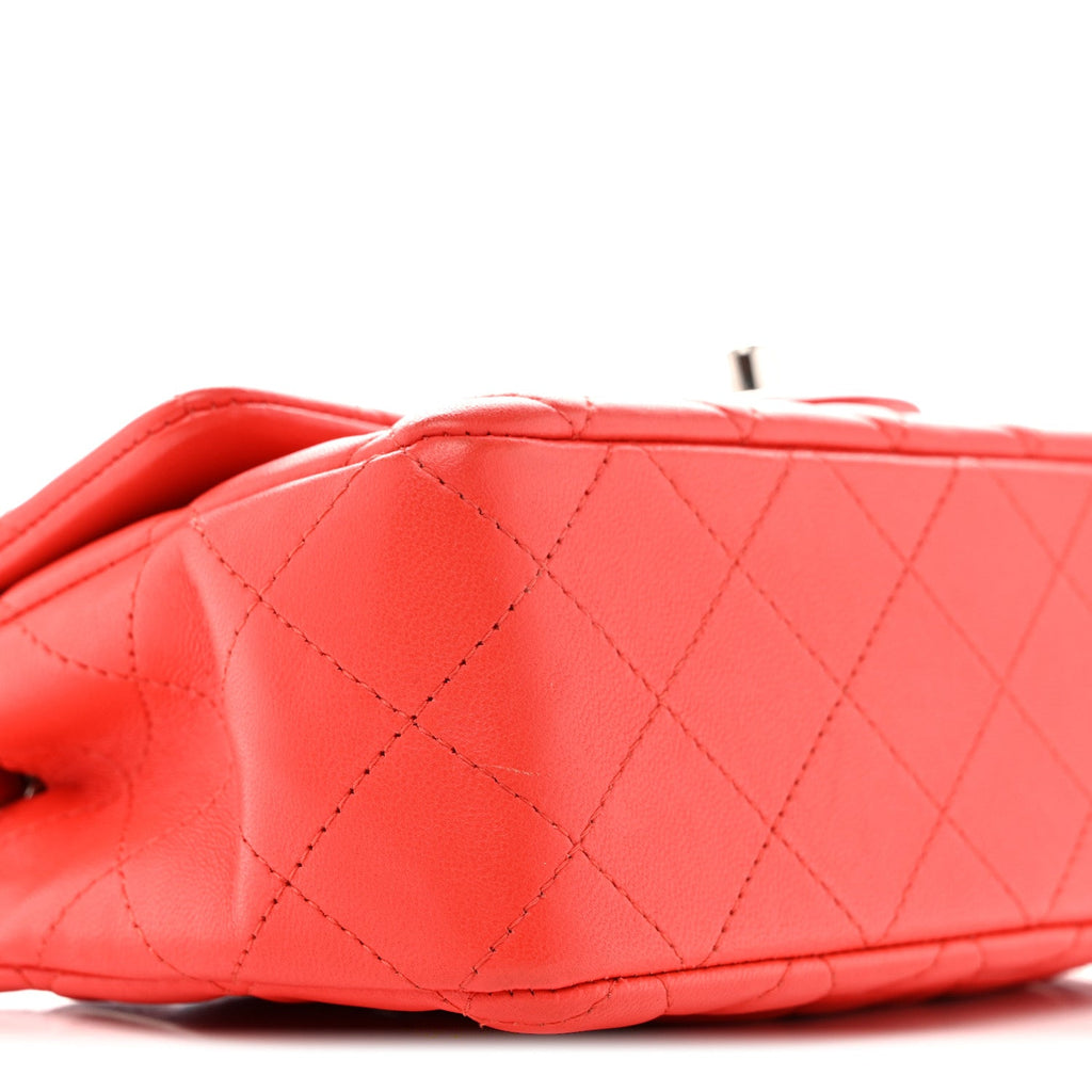 Chanel Lambskin Quilted Mini Rectangular Flap Red
