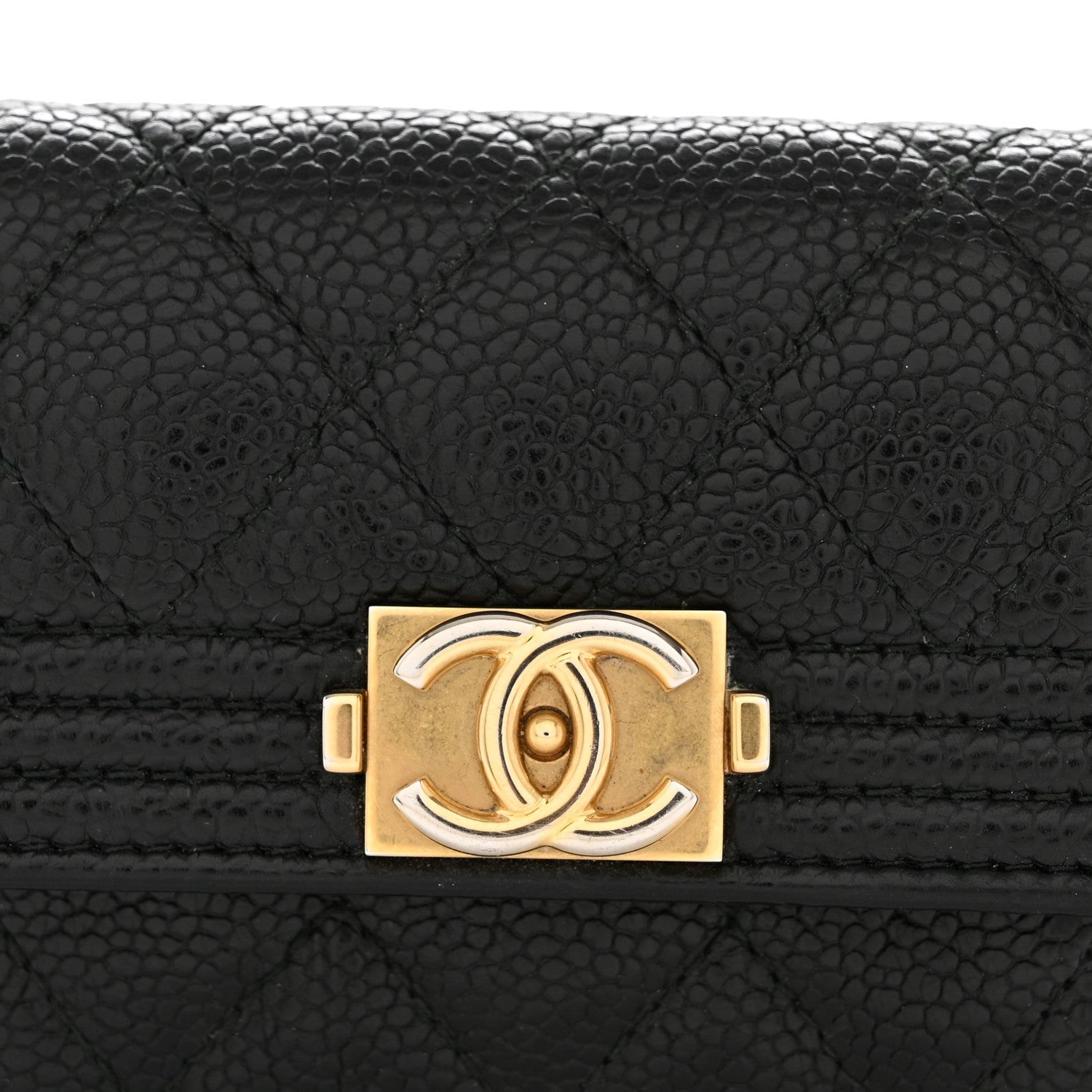 Caviar Quilted Boy Flap Card Holder Black