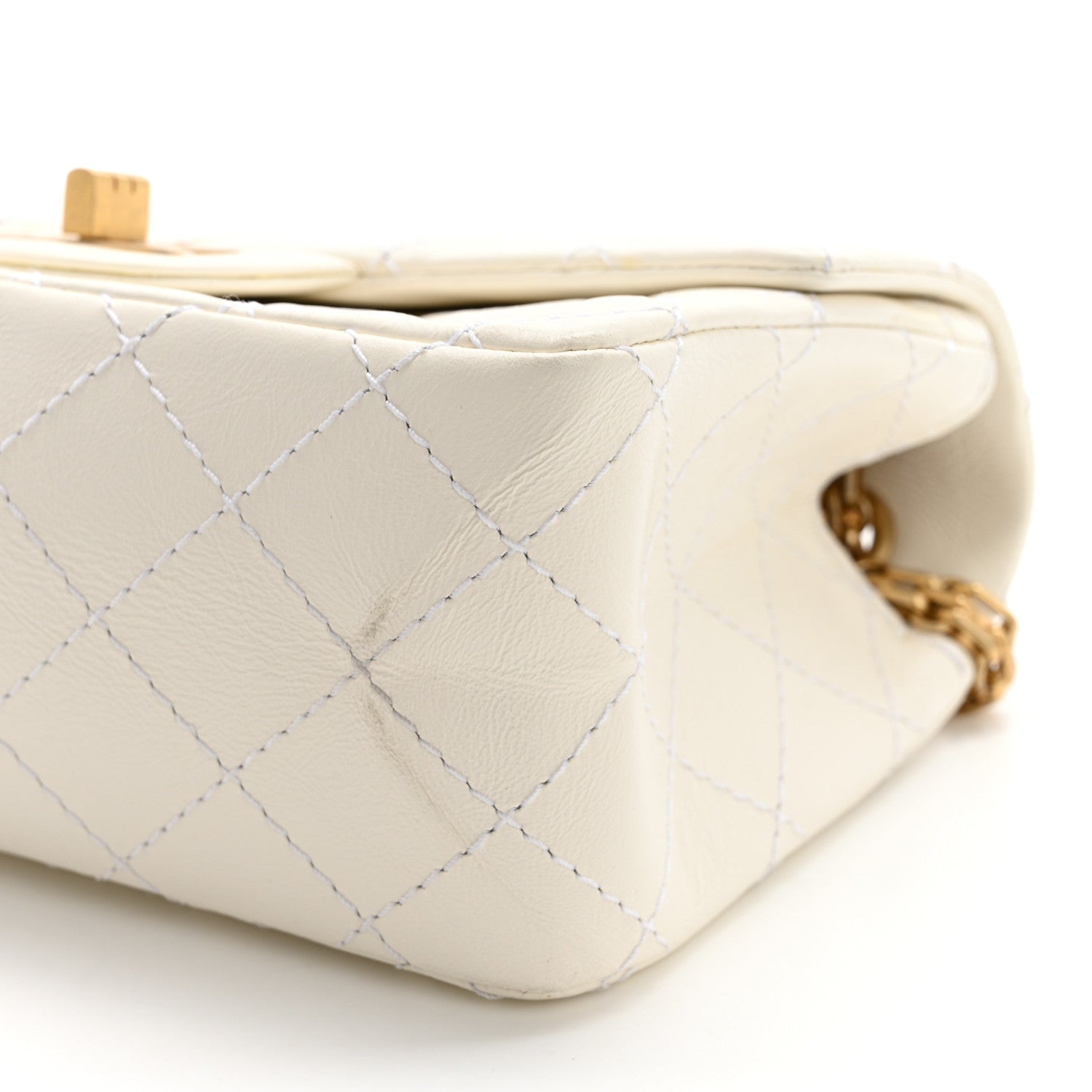 Chanel Aged Calfskin Quilted 2.55 Reissue Mini Flap White