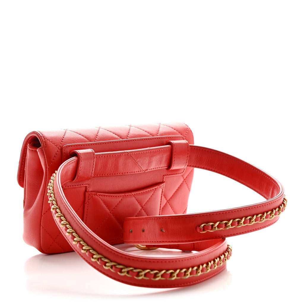Chanel Calfskin Quilted Flap Waist Bag Red