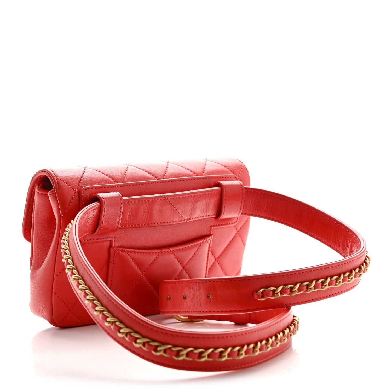 Chanel Calfskin Quilted Flap Waist Bag Red