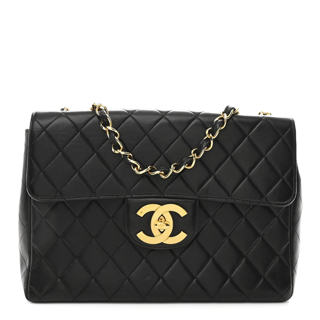 Chanel Lambskin Quilted XL Jumbo Single Flap Black
