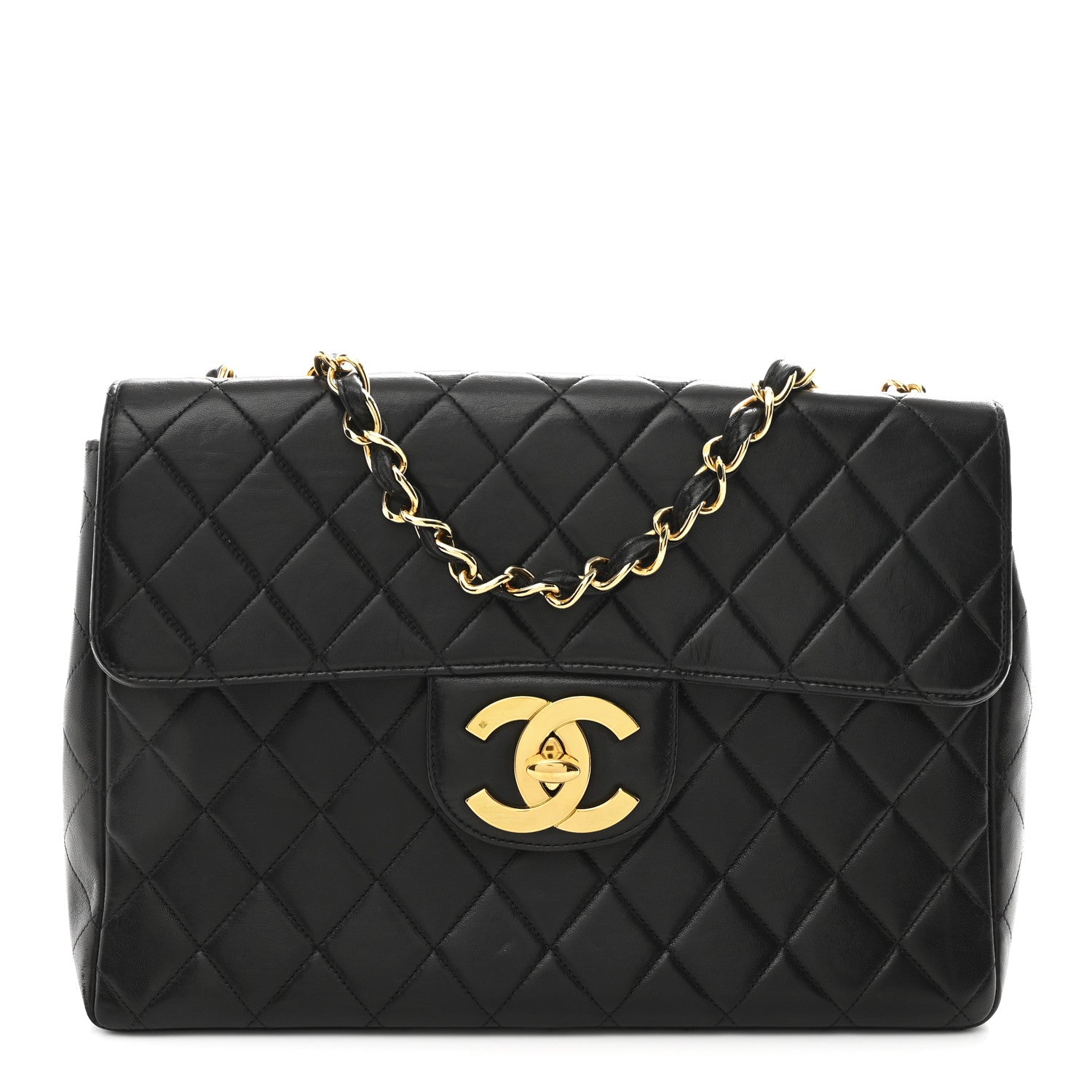 Chanel Lambskin Quilted XL Jumbo Single Flap Black
