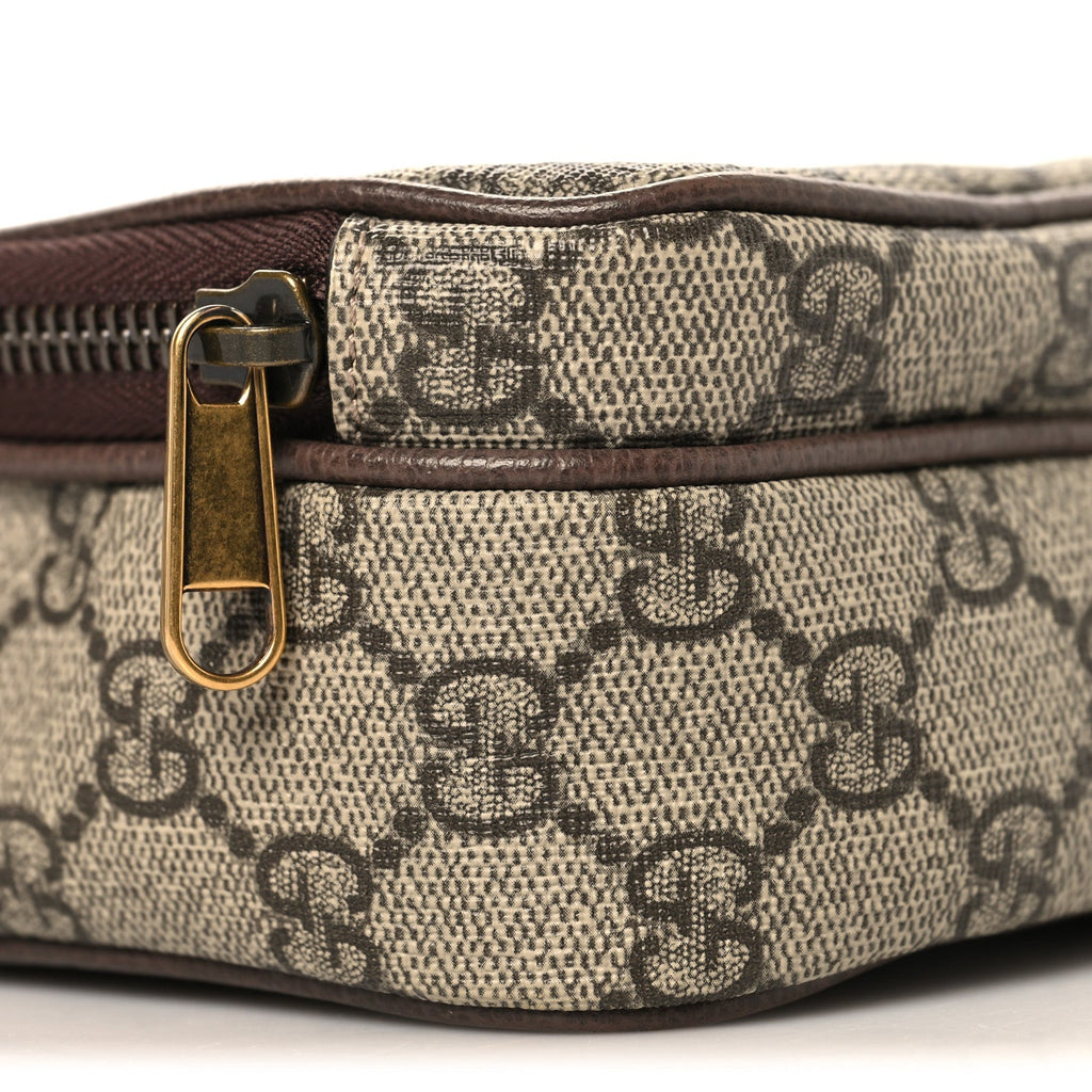 Gucci GG Supreme Monogram Mini Neo Vintage Double Zip Messenger Bag Beige New Acero Crop