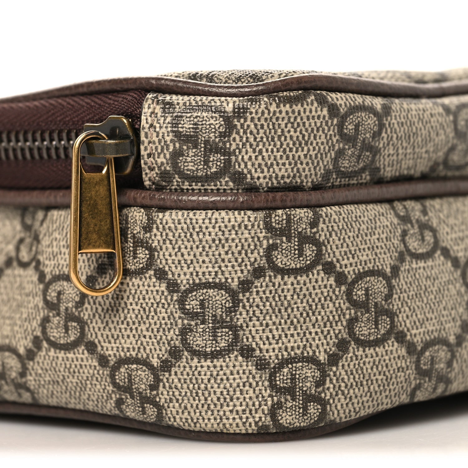 Gucci GG Supreme Monogram Mini Neo Vintage Double Zip Messenger Bag Beige New Acero Crop
