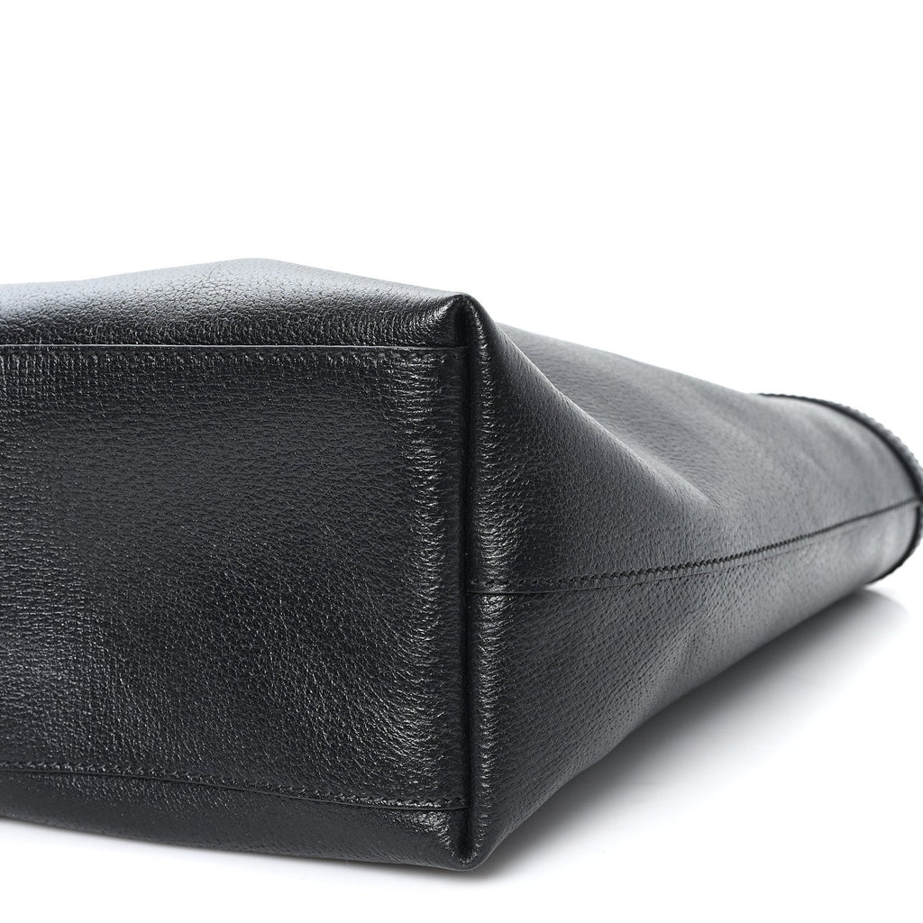 Gucci Textured Calfskin Web Medium Ophidia Shopping Tote Black