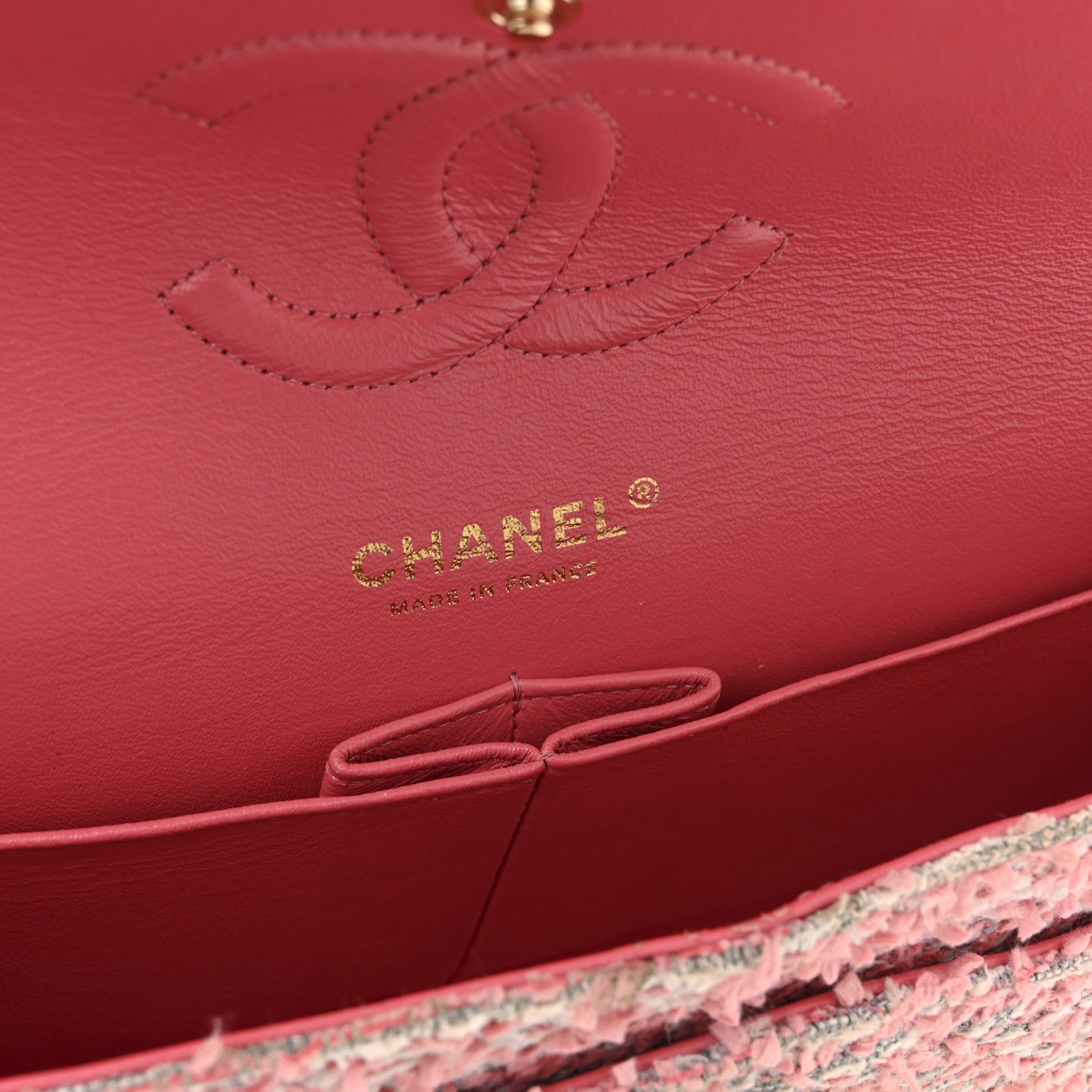 Chanel Tweed Medium Double Flap Pink
