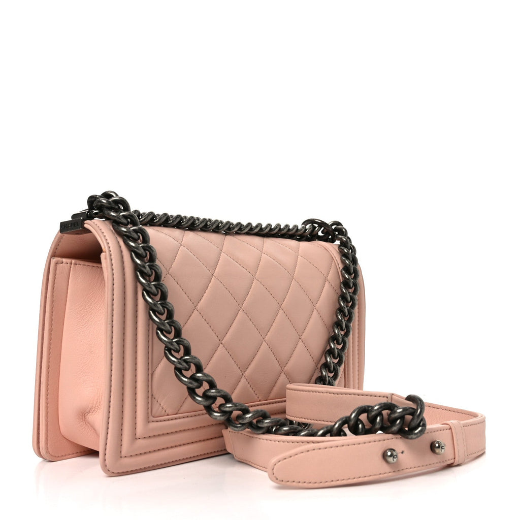 Chanel Lambskin Quilted Medium Boy Flap Light Pink