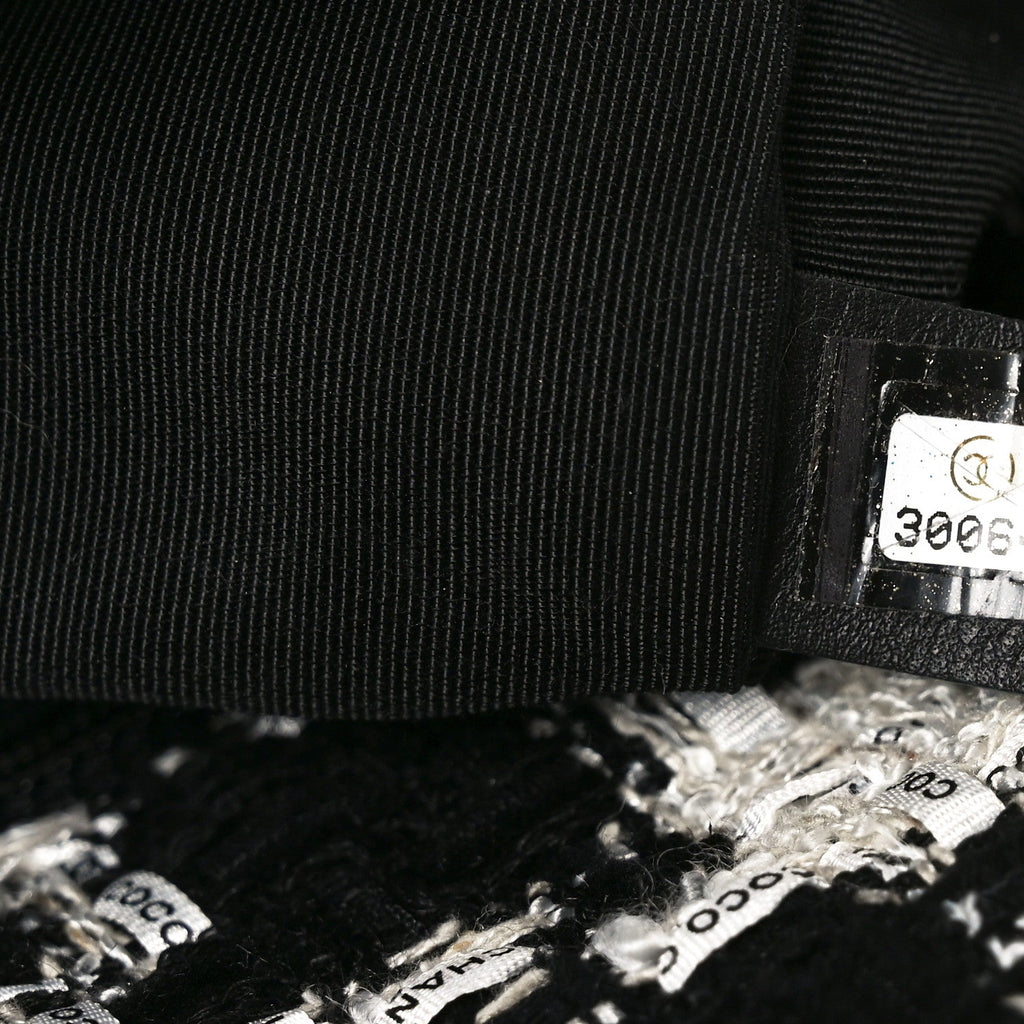 Chanel Tweed Quilted Large Chanel 19 Flap Black Ecru White